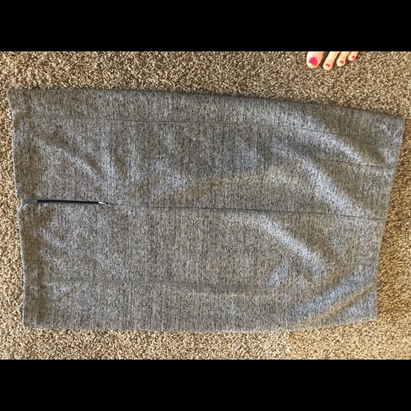 High waisted grey midi skirt L (12/14) STRETCHY - Picture 1 of 3
